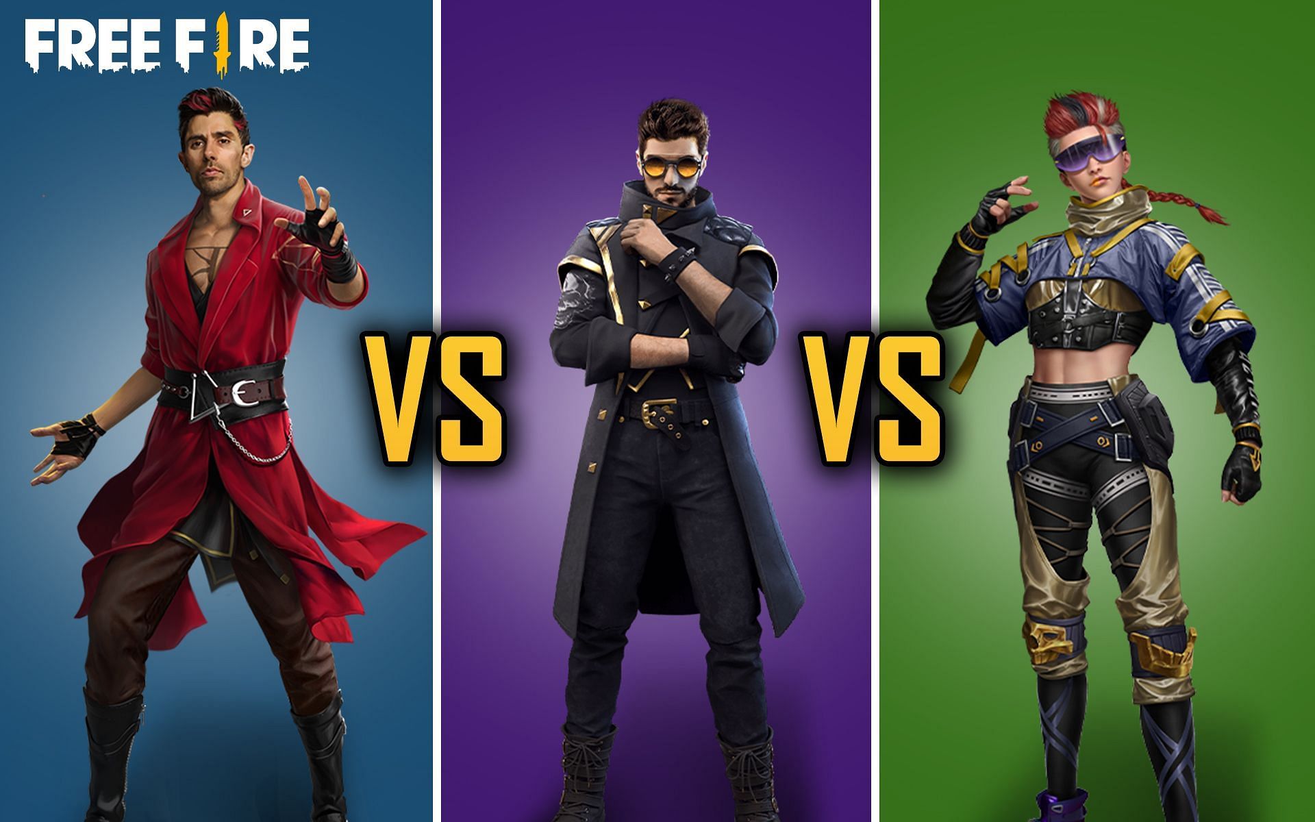 These three characters are some of the best in Free Fire (Image via Sportskeeda)