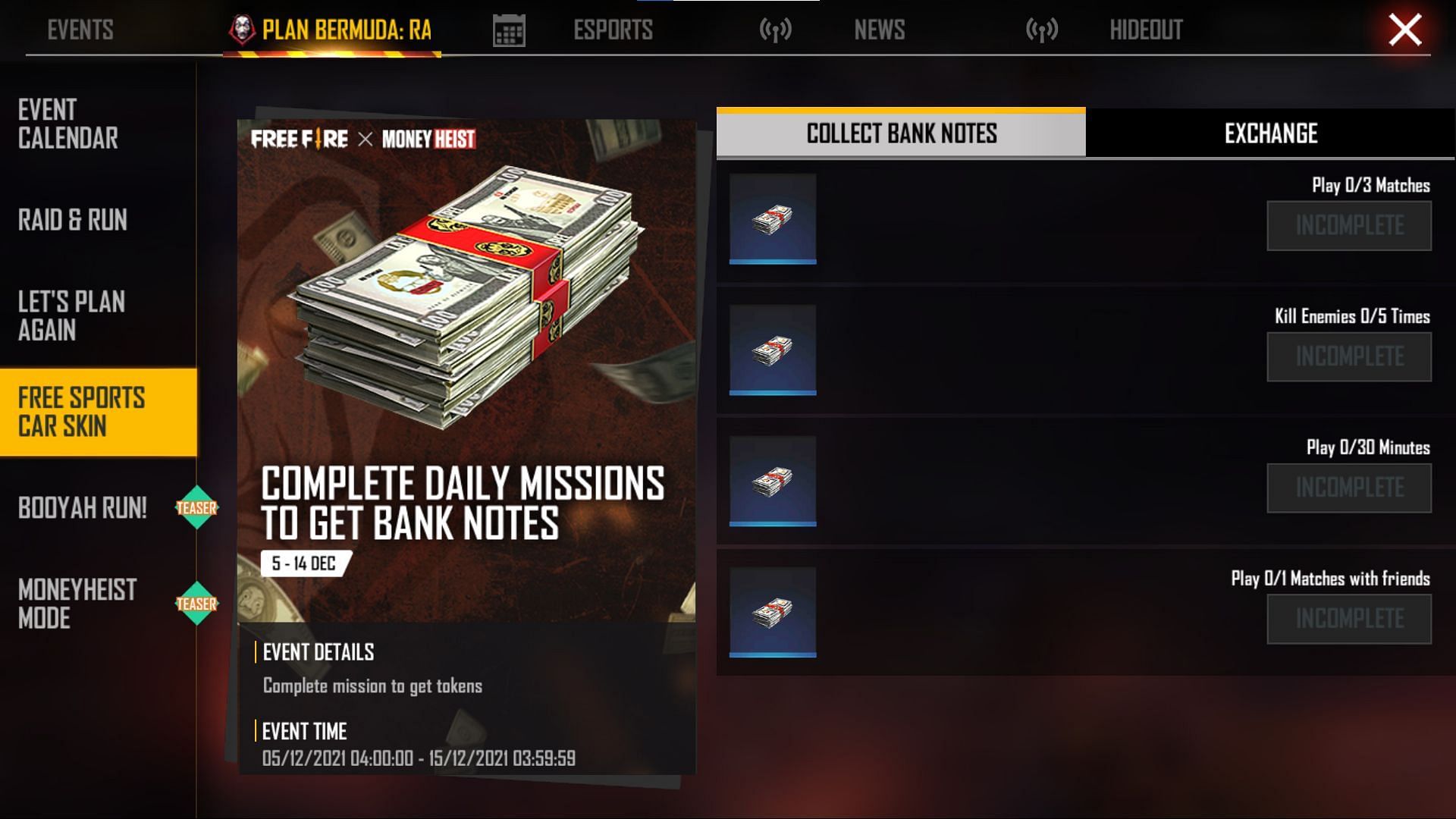 Here are the missions to get the tokens (Image via Free Fire)