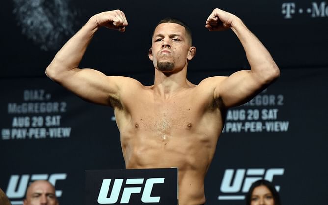 "10-8 Nate Diaz" - Watch John McCarthy's hilarious reaction to Nate Diaz's fake punch at MMA fighter