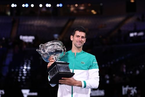 Novak Djokovic at the 2021 Australian Open.