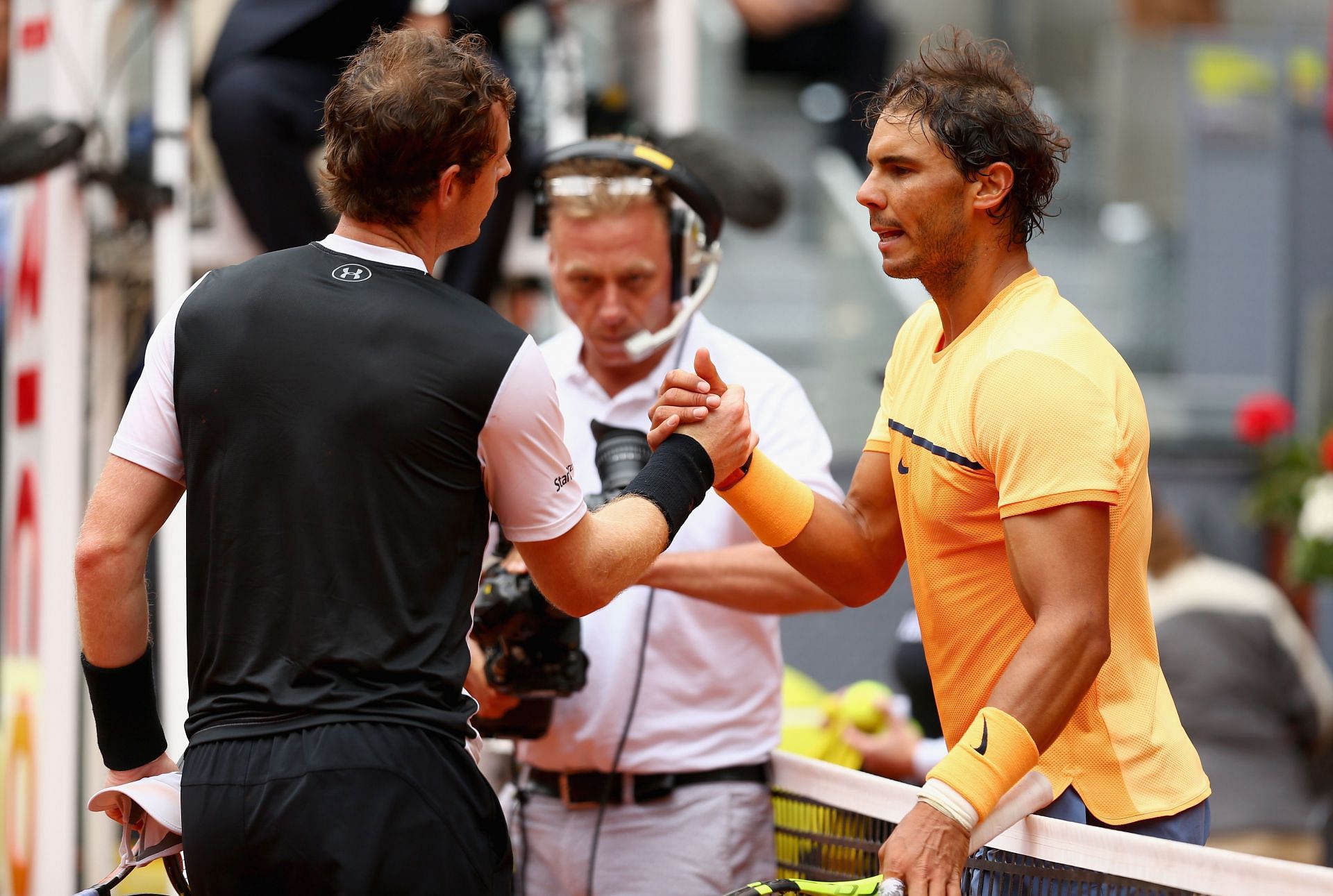 Andy Murray (L) and Rafael Nadal