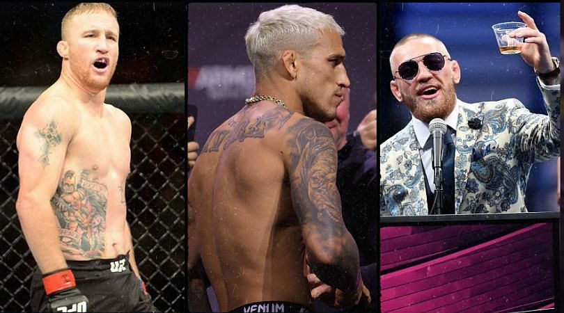 Justin Gaethje, Charles Oliveira, and Conor McGregor (left to right)