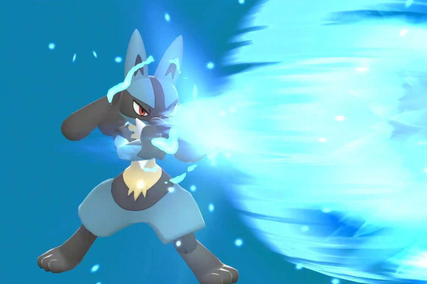 A Lucario attacking in BDSP. (Image via ILCA)