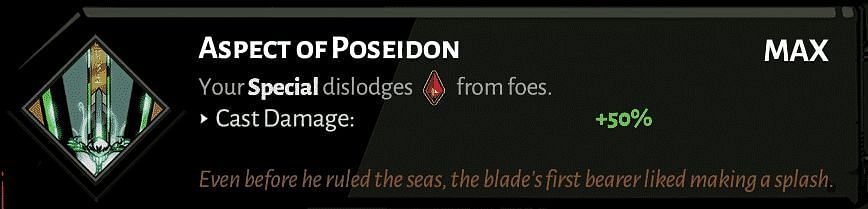 Aspect of Poseidon, upgraded with 16 titan bloods (Image via Hades)