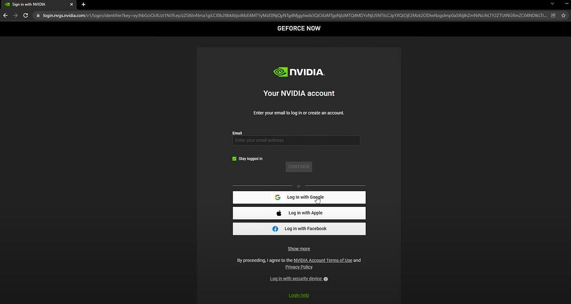 Create an account here (Image via Nvidia)