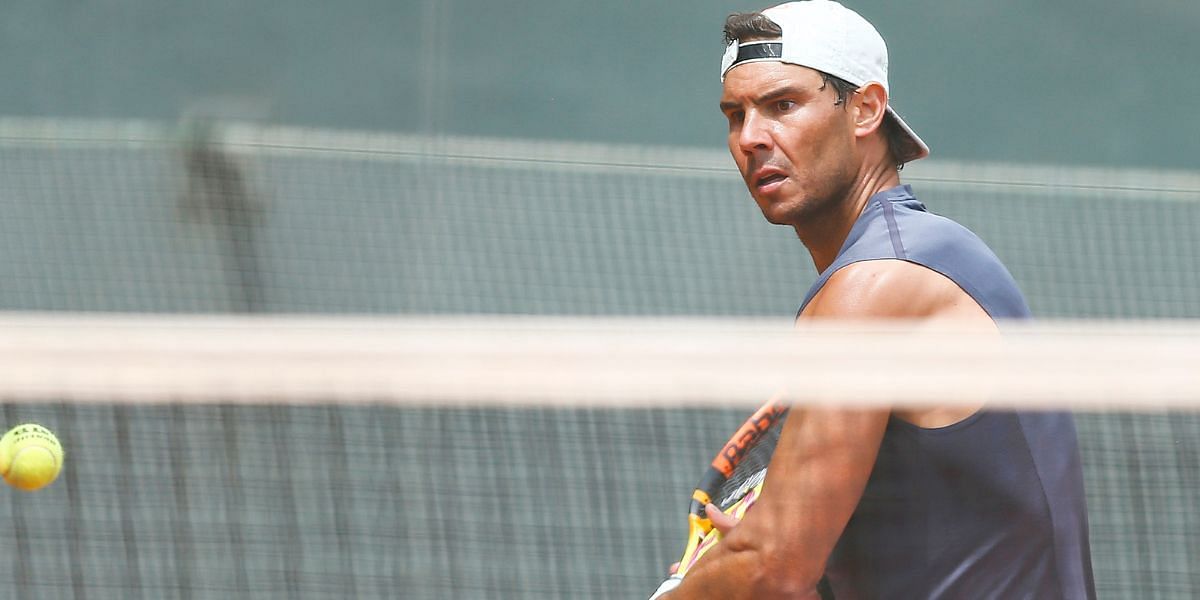 Rafael Nadal during a practice session