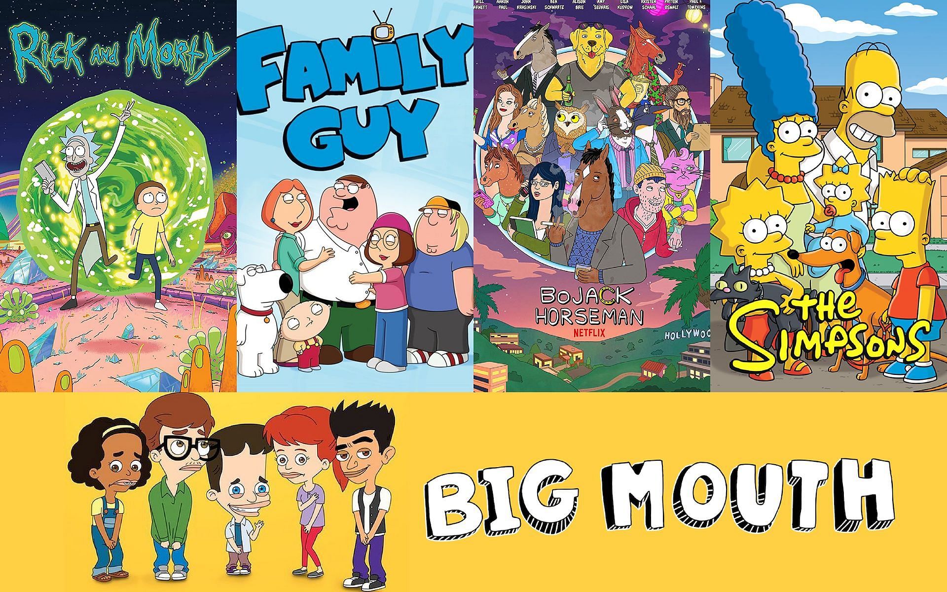 Best adult animated shows of all time (Images via Fox and Netflix)