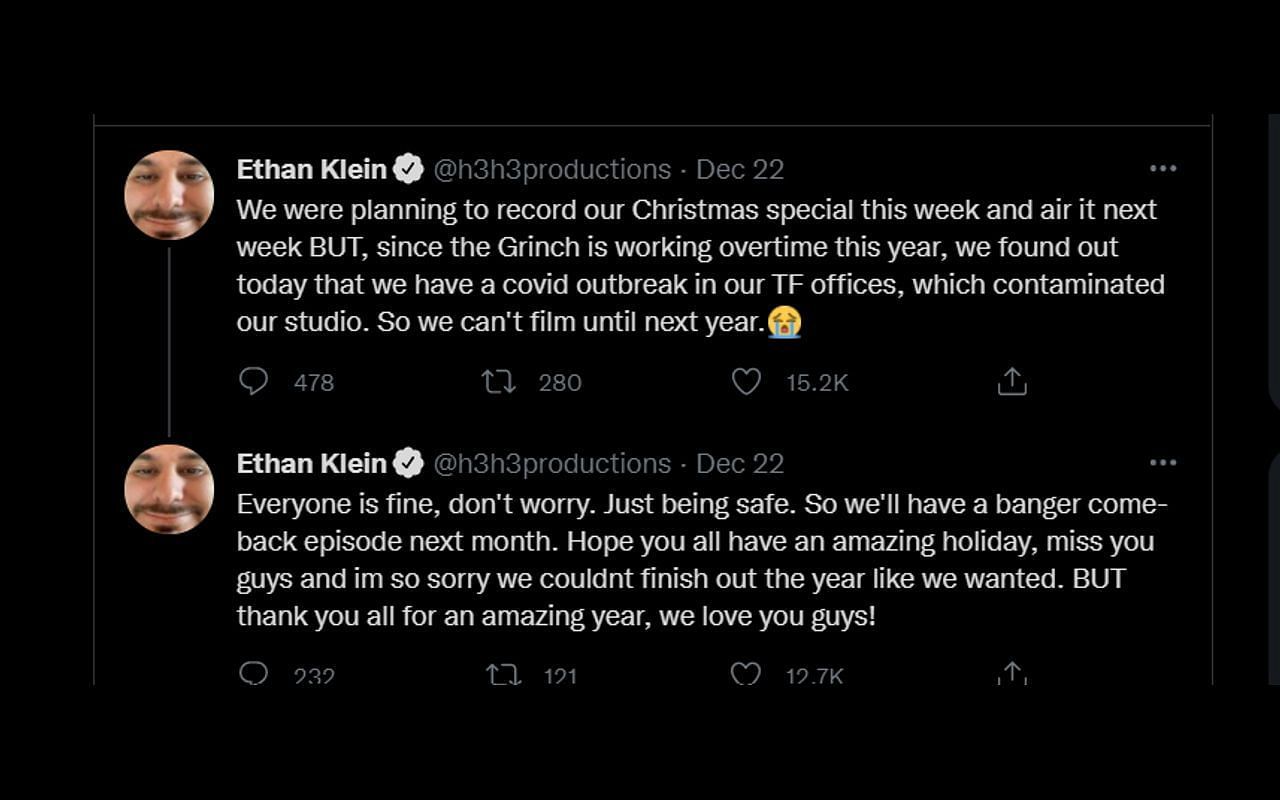 Ethan Klein tweet thread(Image via Twitter)