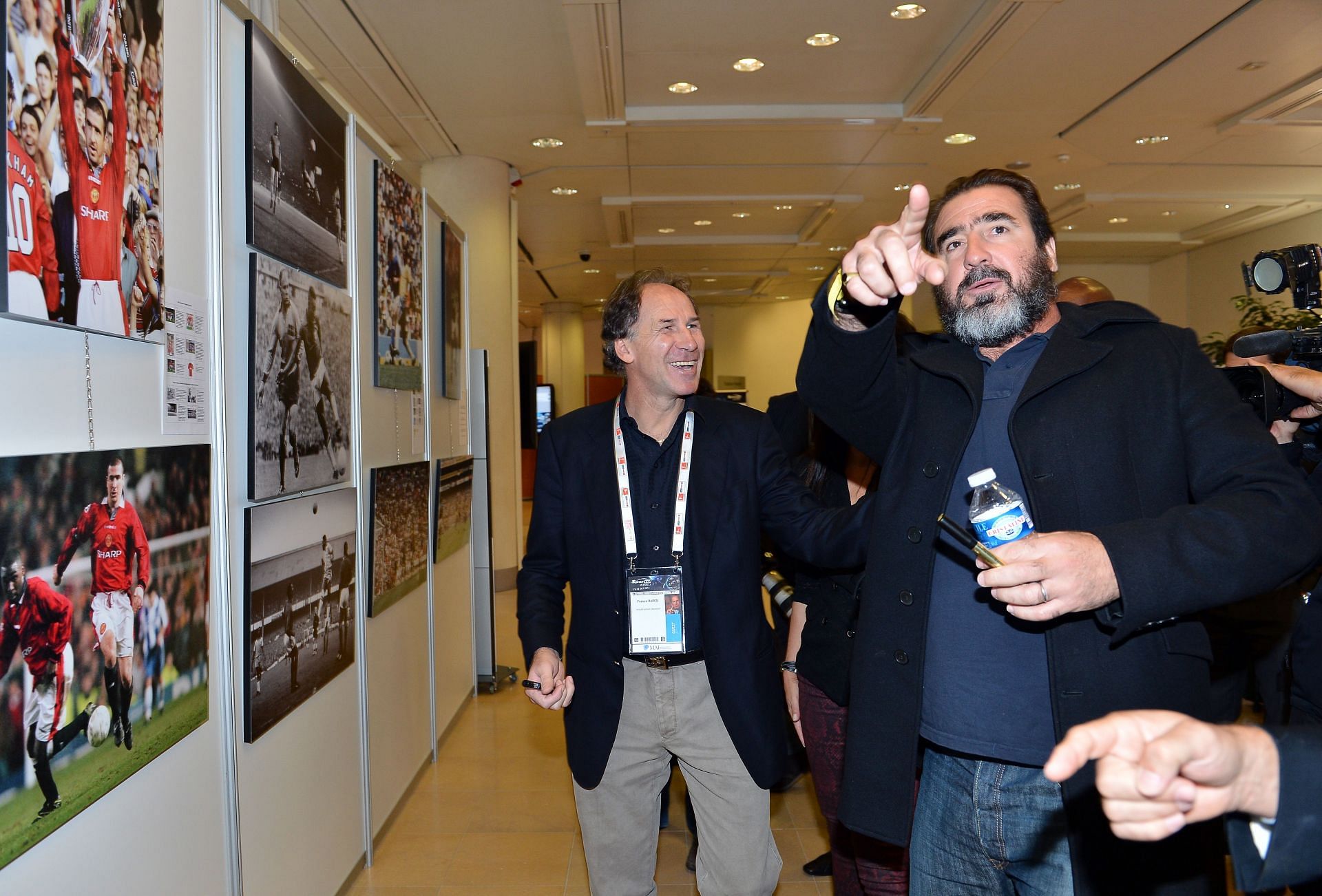 Former football players Franco Baresi (L) and Eric Cantona visit the Golden Foot 2012 photo exhibition at Grimaldi Forum on October 17, 2012 in Monte-Carlo, Monaco.