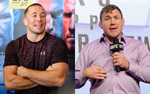 Former UFC welterweight champions Georges St Pierre (left) and Matt Hughes (right)