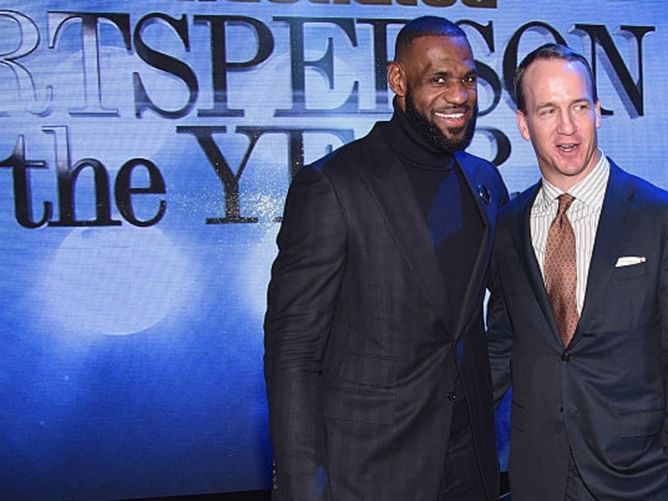 "That's so dope" - LeBron James complements Peyton Manning after the NFL legend is seen throwing football in a VR headset