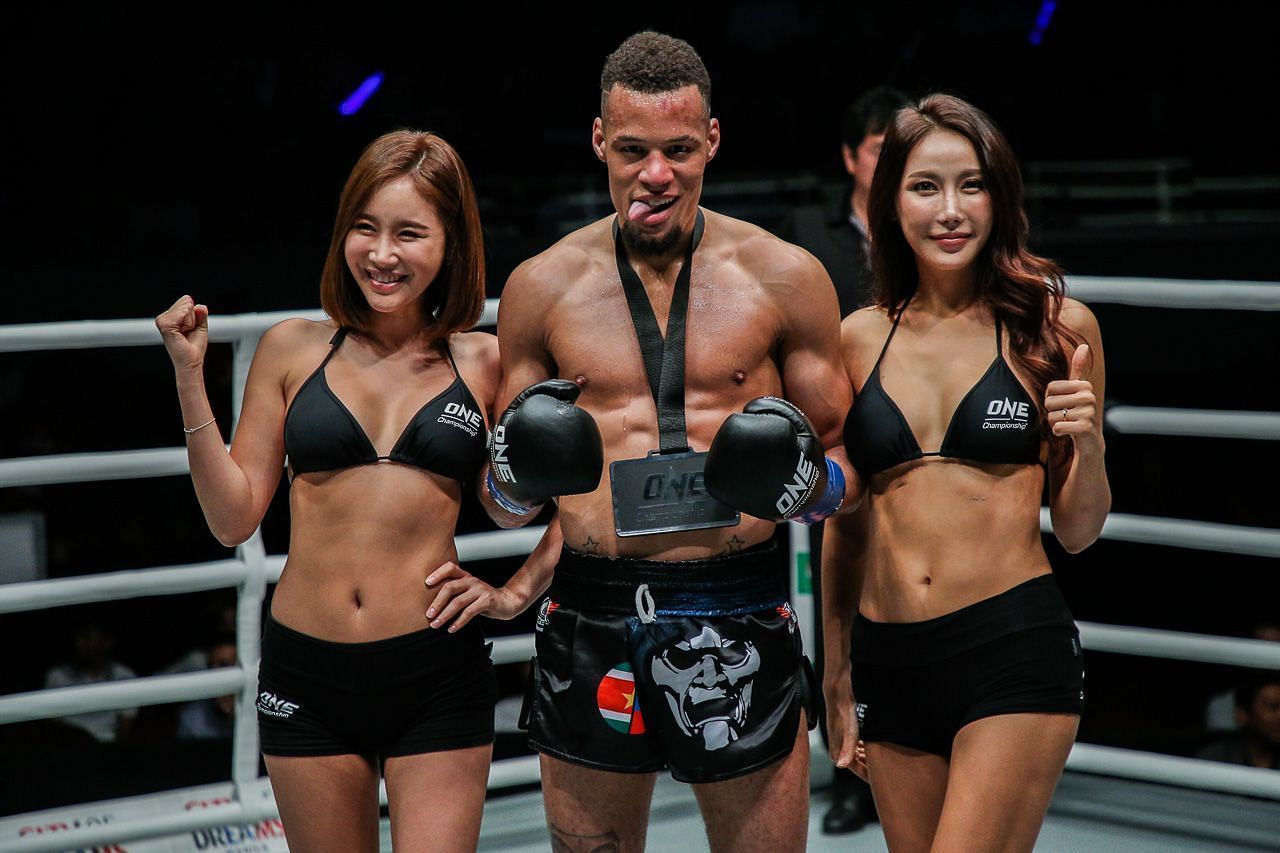 Regian Eersel (center) hopes to perform better in next title defence. [Photo: ONE Championship]