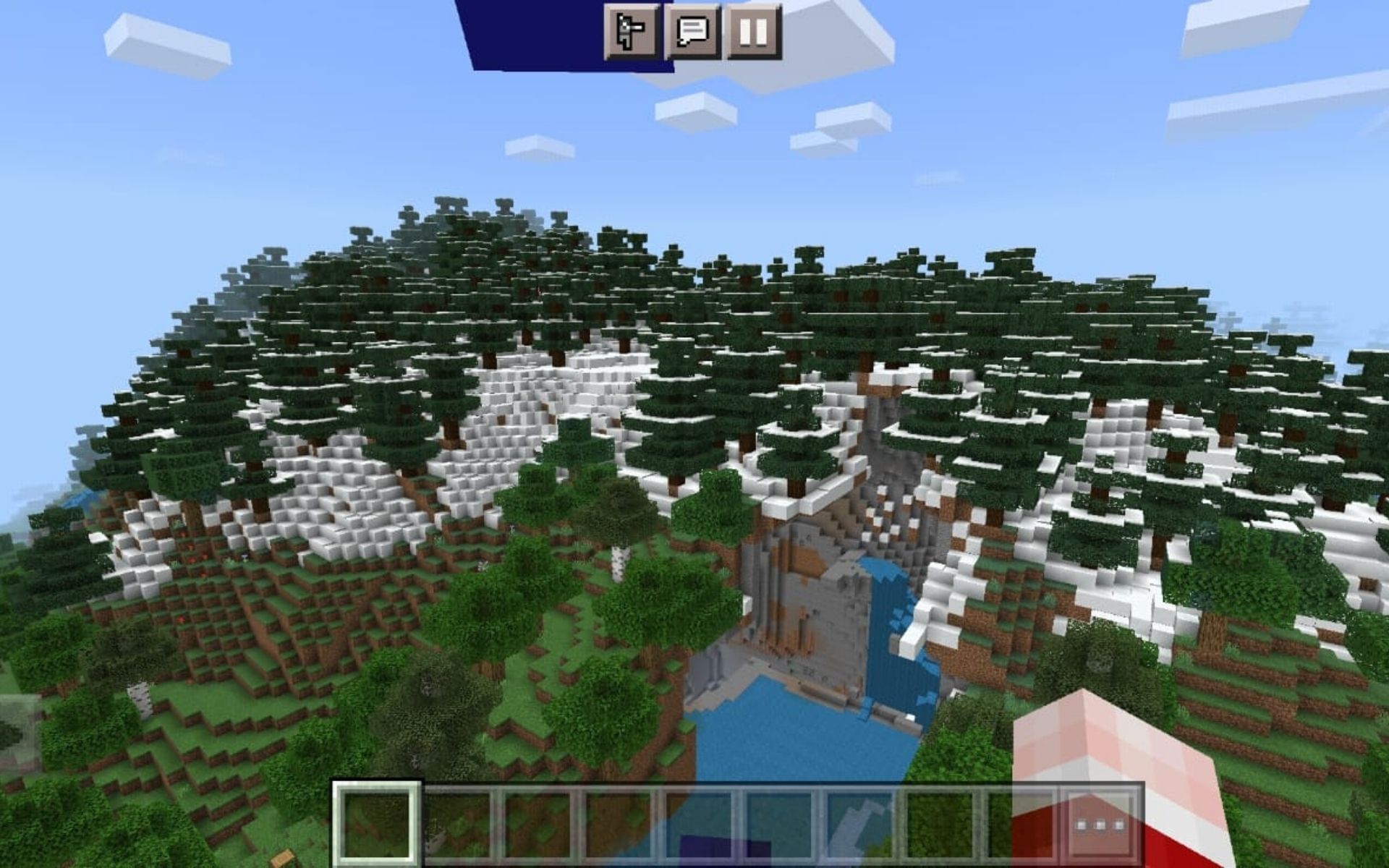 Snowy mountain that holds a dripstone cave below it (Image via Minecraft)