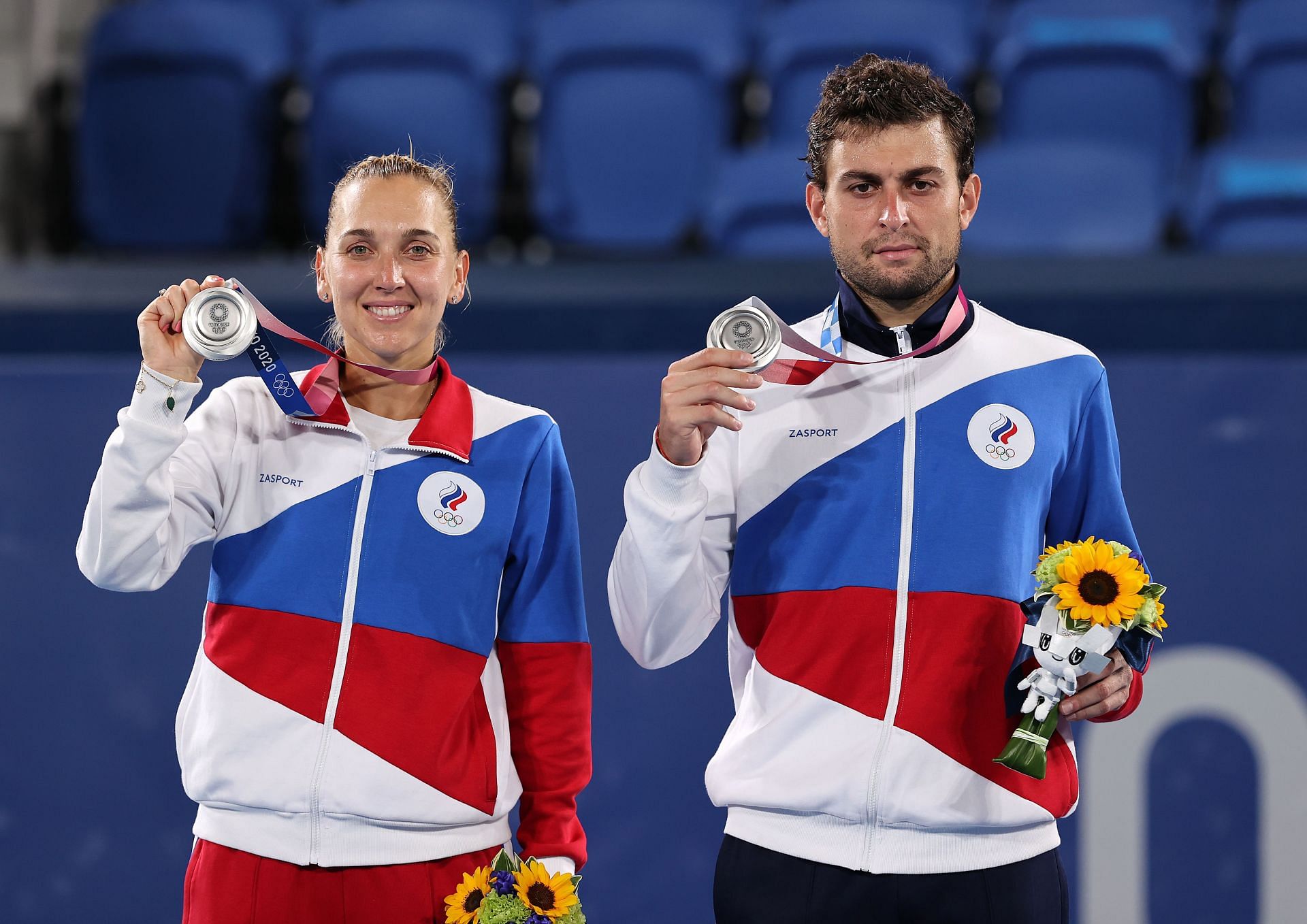 Elena Vesnina and Aslan Karatsev at the Tokyo Olympics 2020