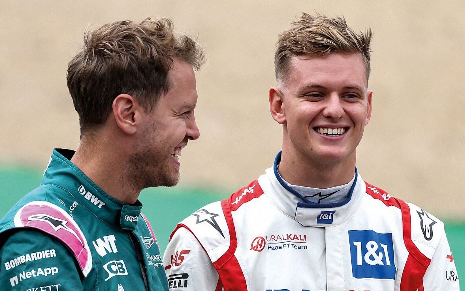 Sebastian Vettel (left) and Mick Schumacher (right) at the 2021 British Grand Prix