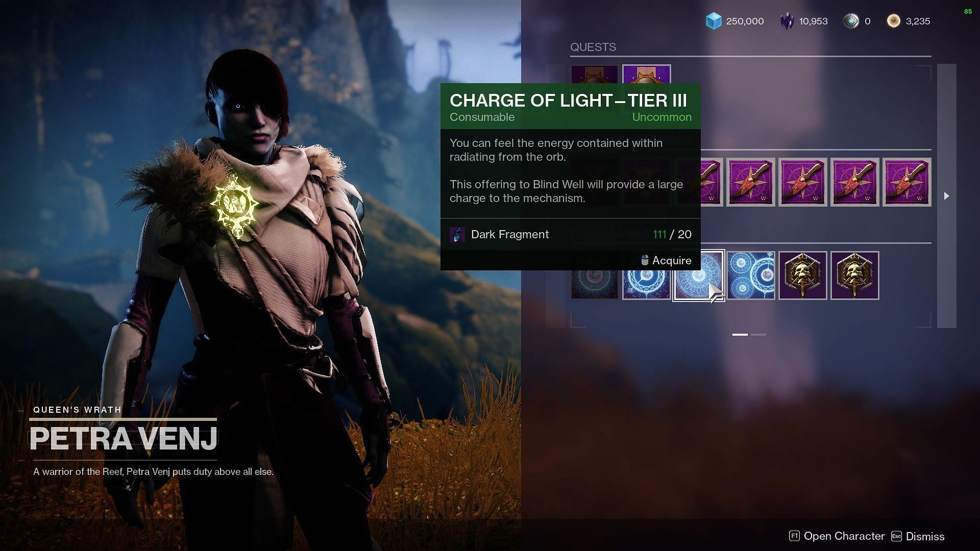 Charge of Light Tier 3 from Petra Venj (Image via Destiny 2)