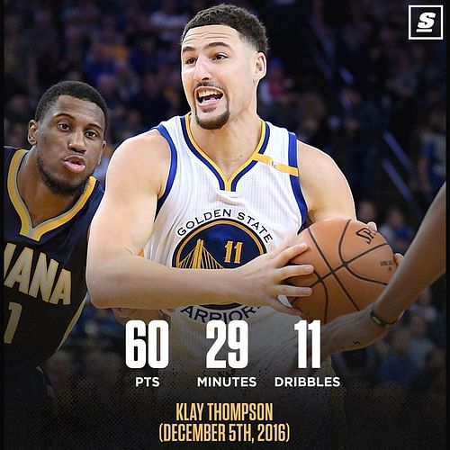 Klay Thompson's mind-boggling scoring efficiency five years ago is a reminder of what's coming in his return to action. [Photo: Twitter]