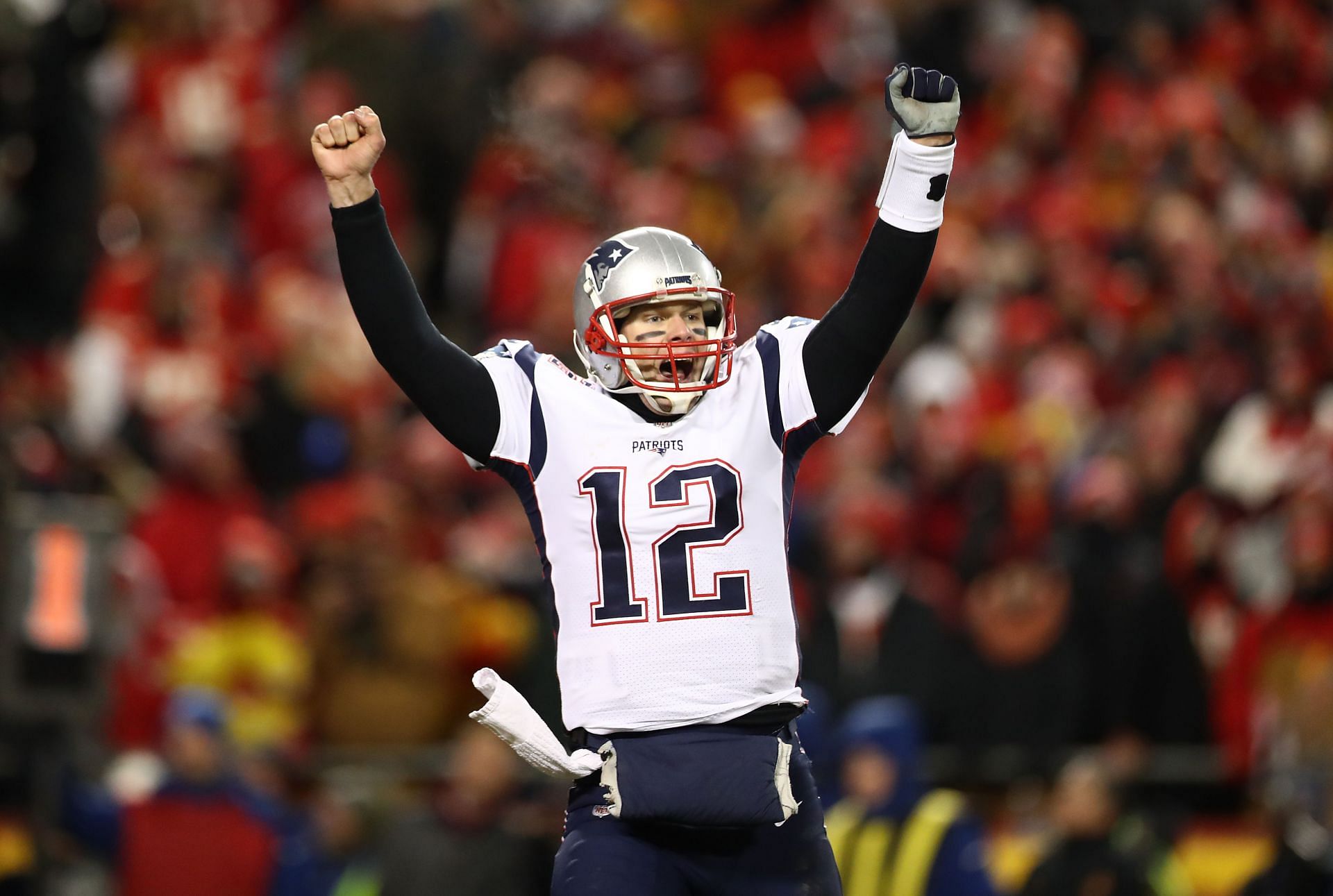 Tom Brady, seen during his final New England playoff victory in 2019, guided the Patriots to a jaw-dropping 30 postseason victories.