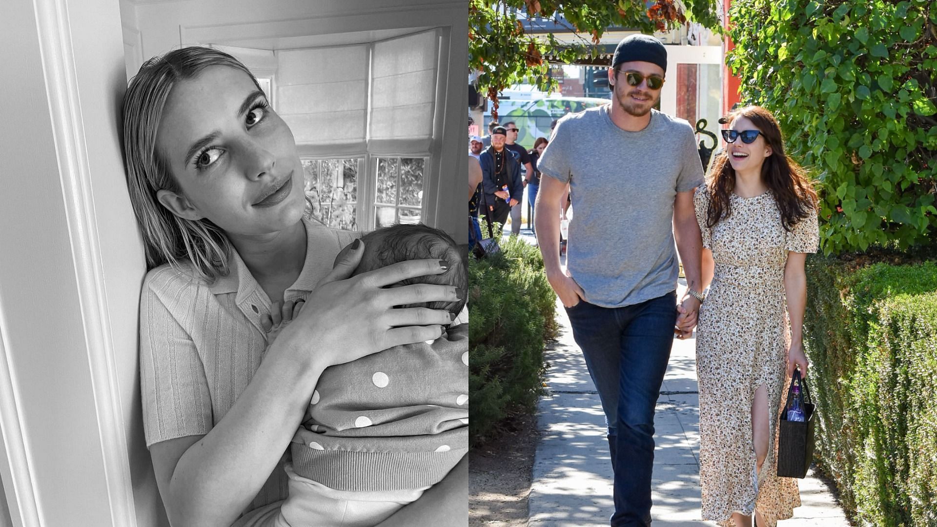 Emma Roberts, Garrett Hedlund and son Rhodes (Images via Instagram and Getty Images)