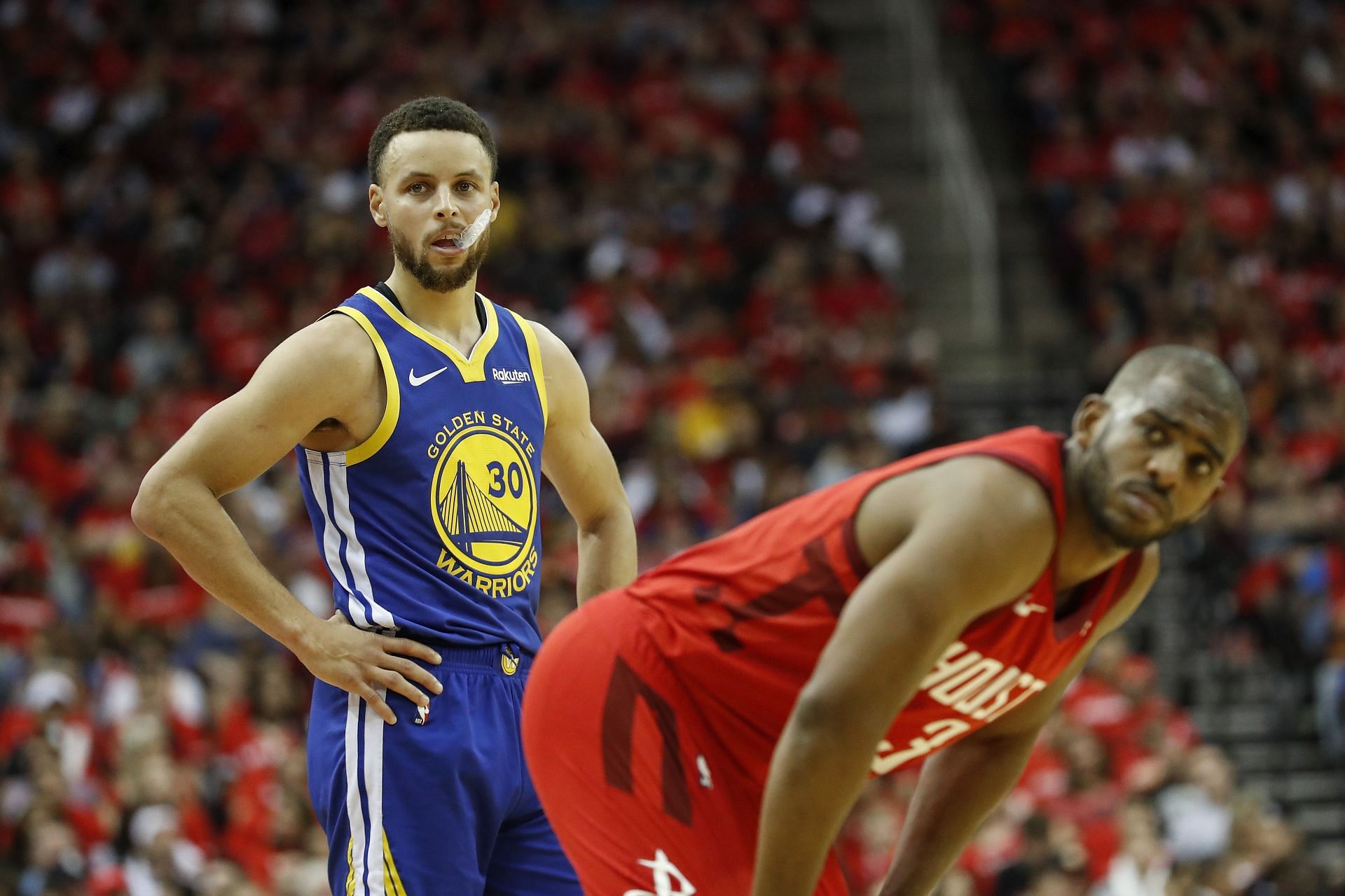 Golden State Warriors Stephen Curry and Phoenix Suns Chris Paul while on the Houston Rockets