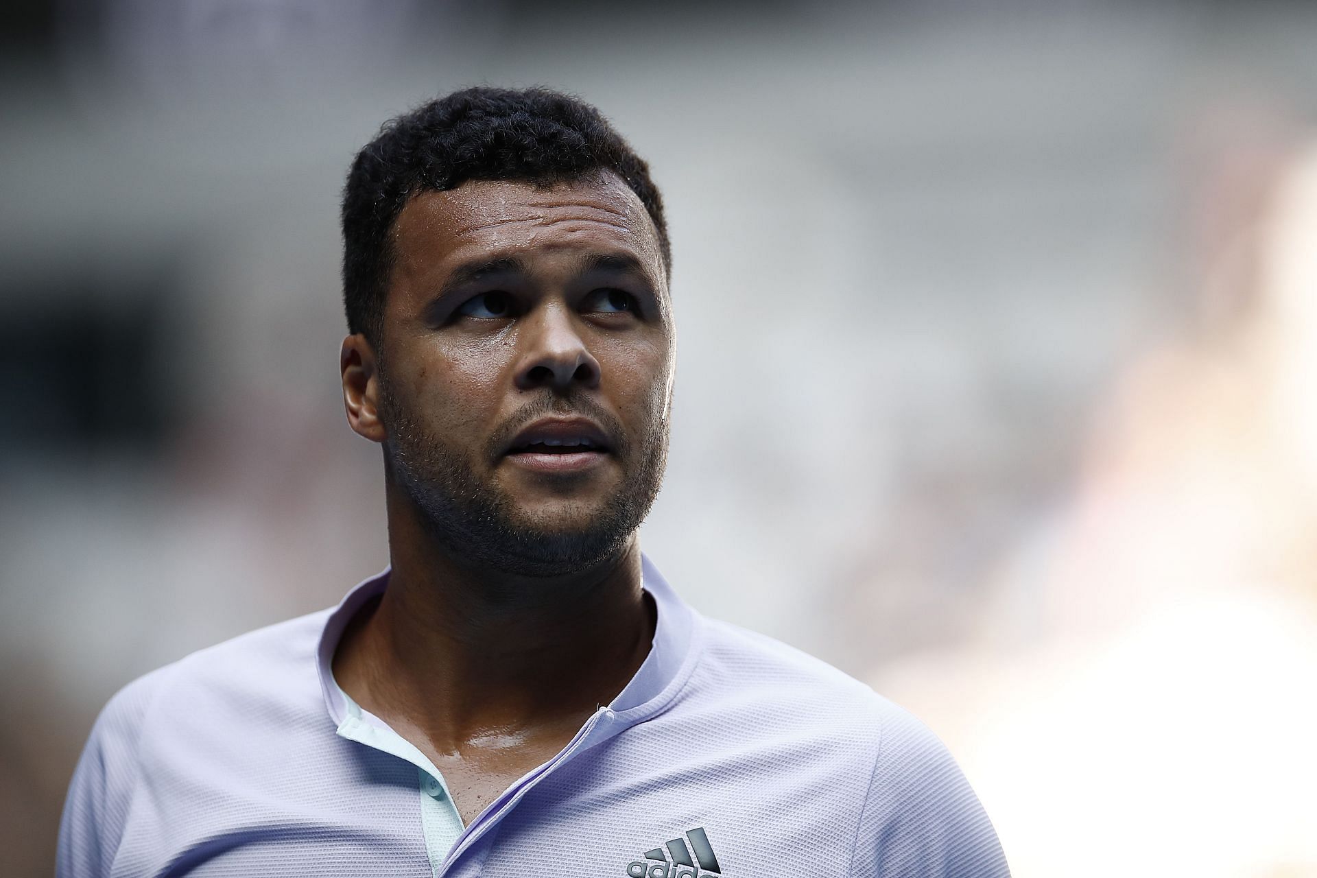 Jo-Wilfried Tsonga looks on during a match at the 2020 Australian Open