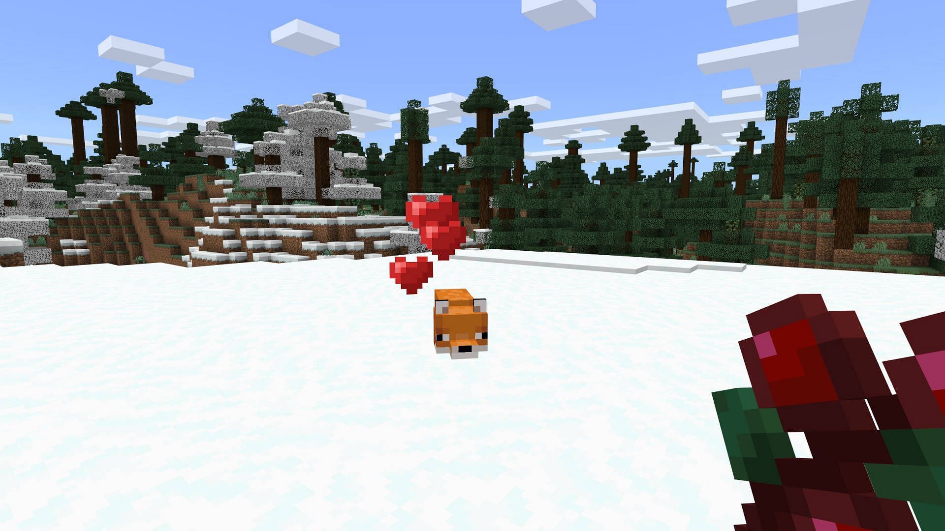 Orange fox in Grove Biome (Image via Minecraft)