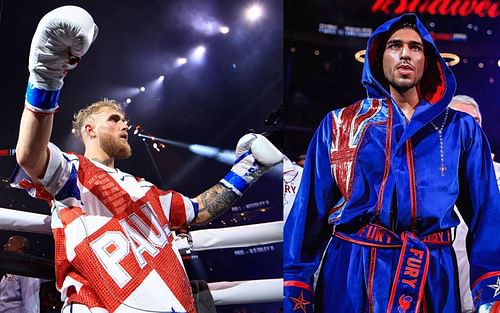 Jake Paul walks out to the ring wearing an England-themed outfit to troll Tommy Fury before his fight against Jake Paul [Credits: @tommytntfury via Instagram]