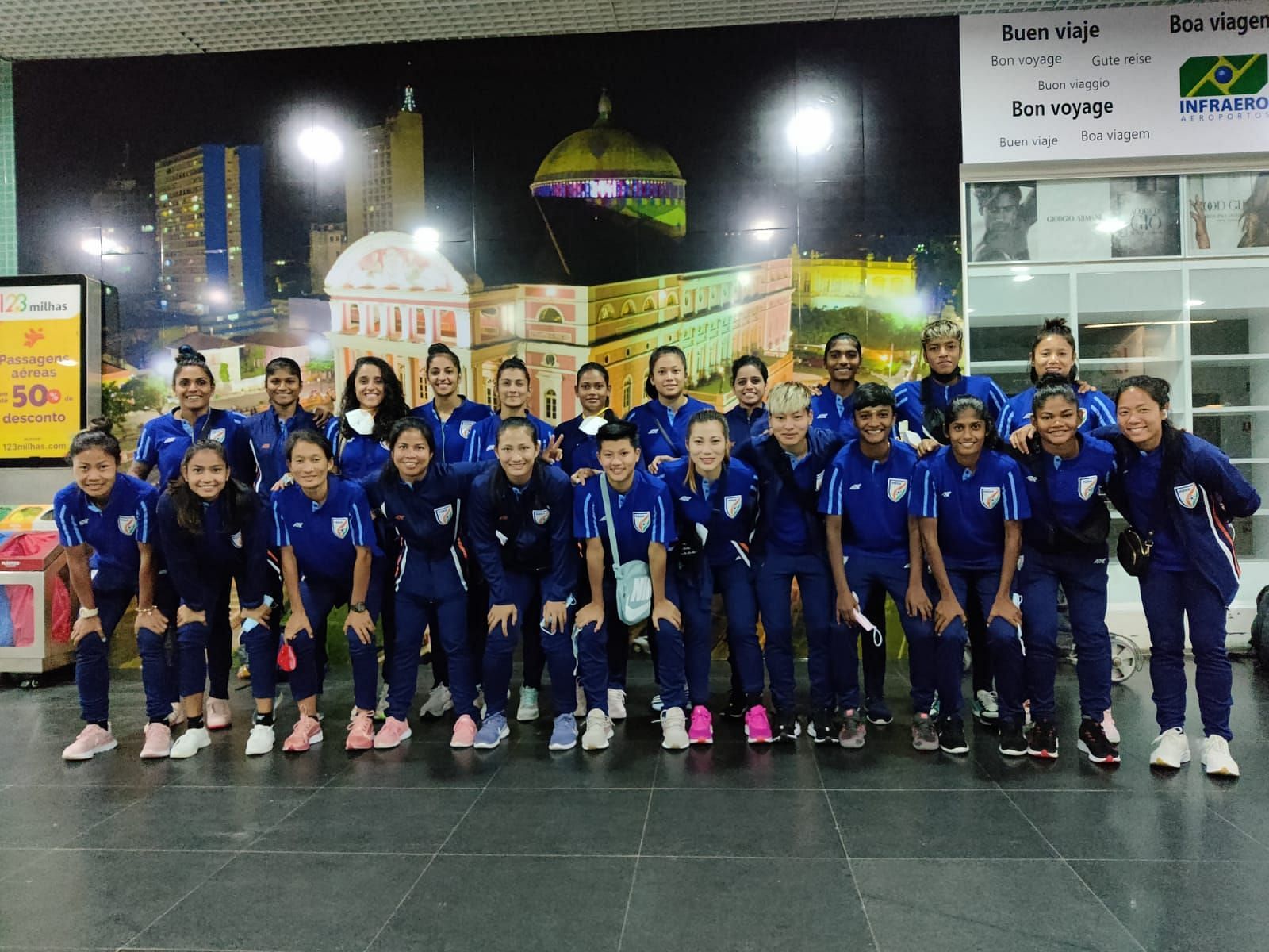 Indian Women&#039;s Football Team in Brazil - Image Courtesy: Indian Football Twitter