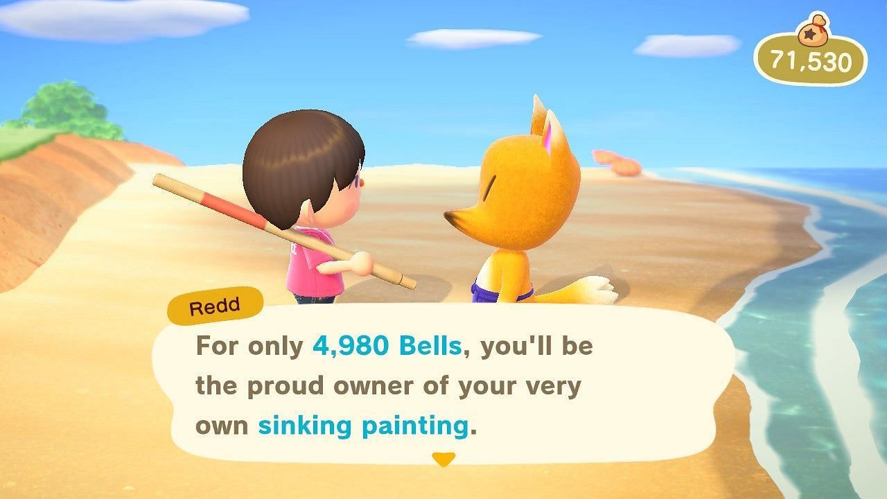 Redd sells a lot of fake art to Animal Crossing players (Image via Nintendo)