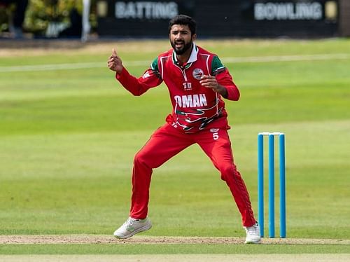 Sandeep Goud in action for Oman - Image Courtesy: ICC