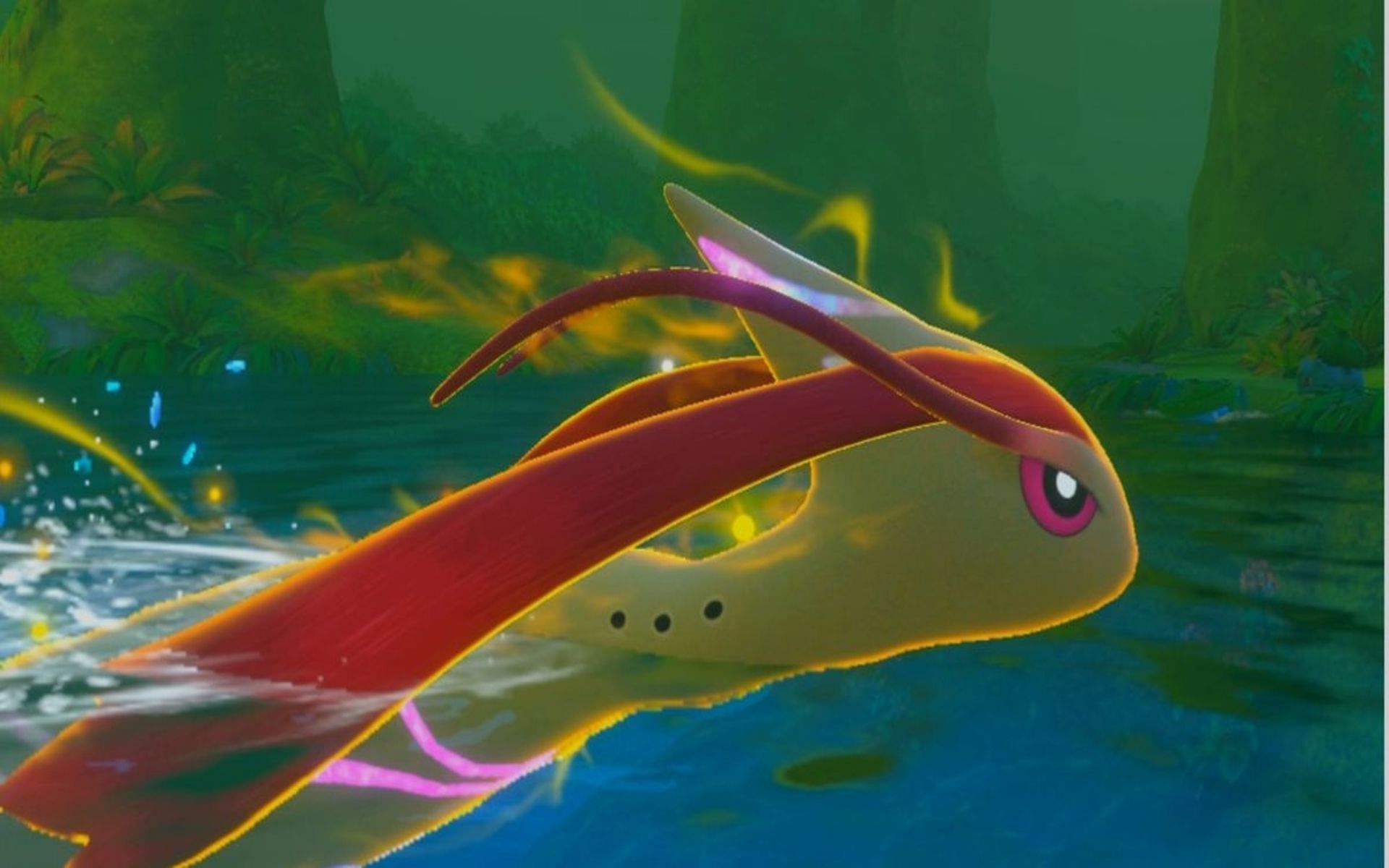 Milotic can learn unique Water-type moves, including Aqua Ring and Scald (Image via Bandai Namco)
