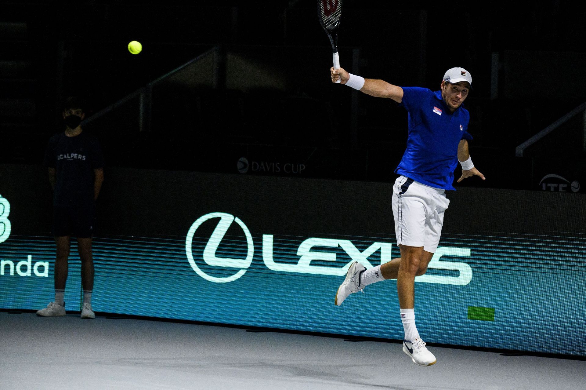 Dusan Lajovic hits a backhand