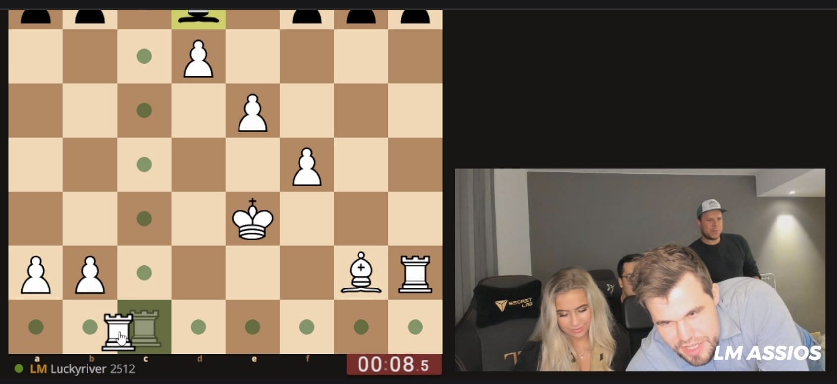 Magnus Carlsen took over a chess game and won it within a minute while he was drunk (Image via Assios/Twitch)