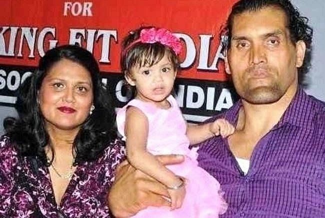 The Great Khali with his wife and daughter
