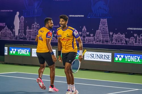 Vishnu Vardhan and Arjun Kadhe (L) of Hyderabad Strikers