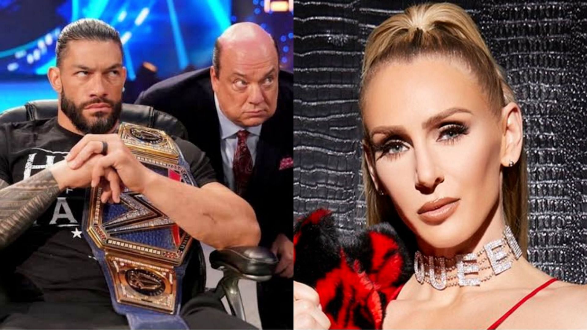 Roman Reigns and Paul Heyman (left); Charlotte Flair (right)