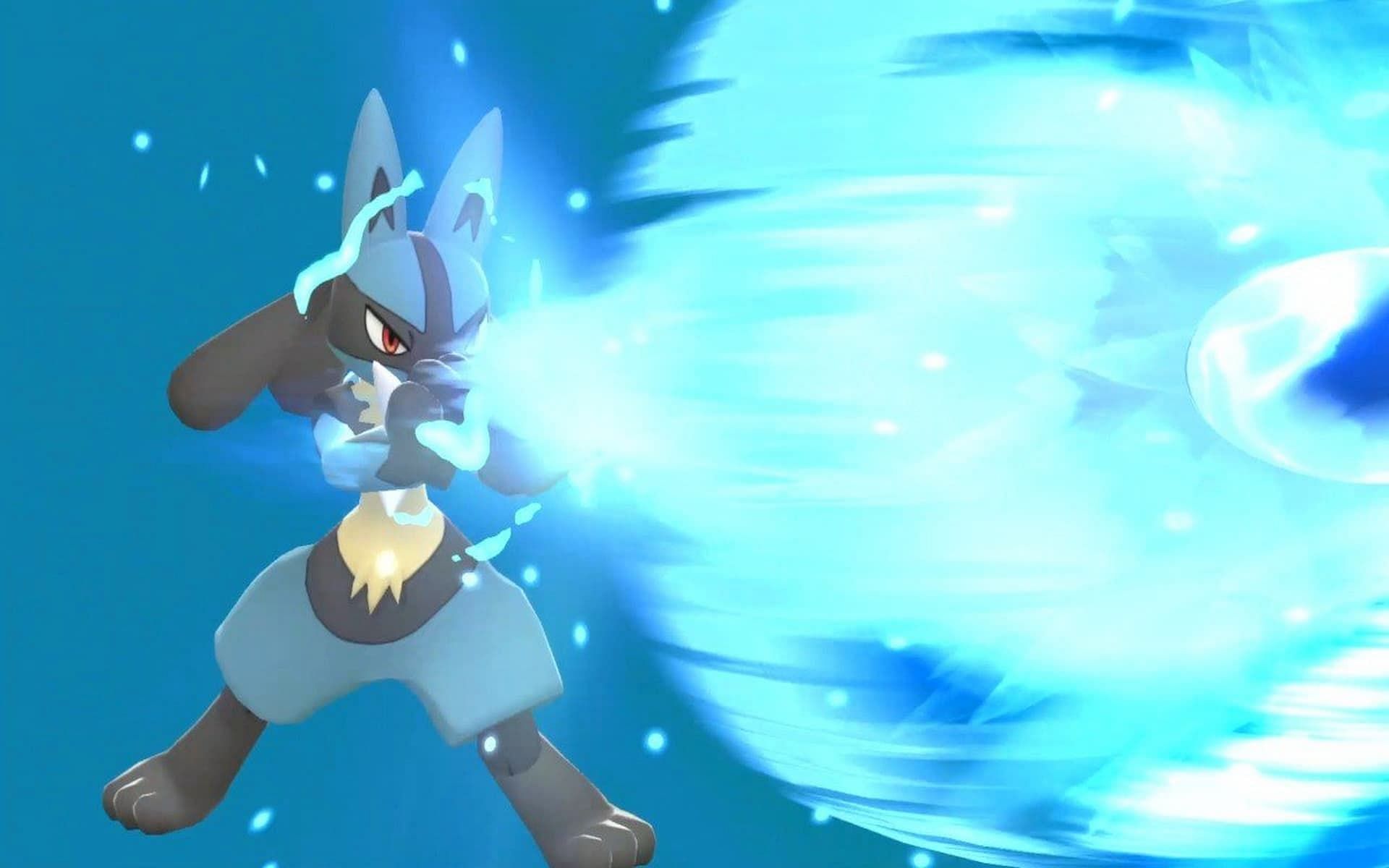 Lucario attacking in Pokemon Brilliant Diamond and Shining Pearl (Image via ILCA)