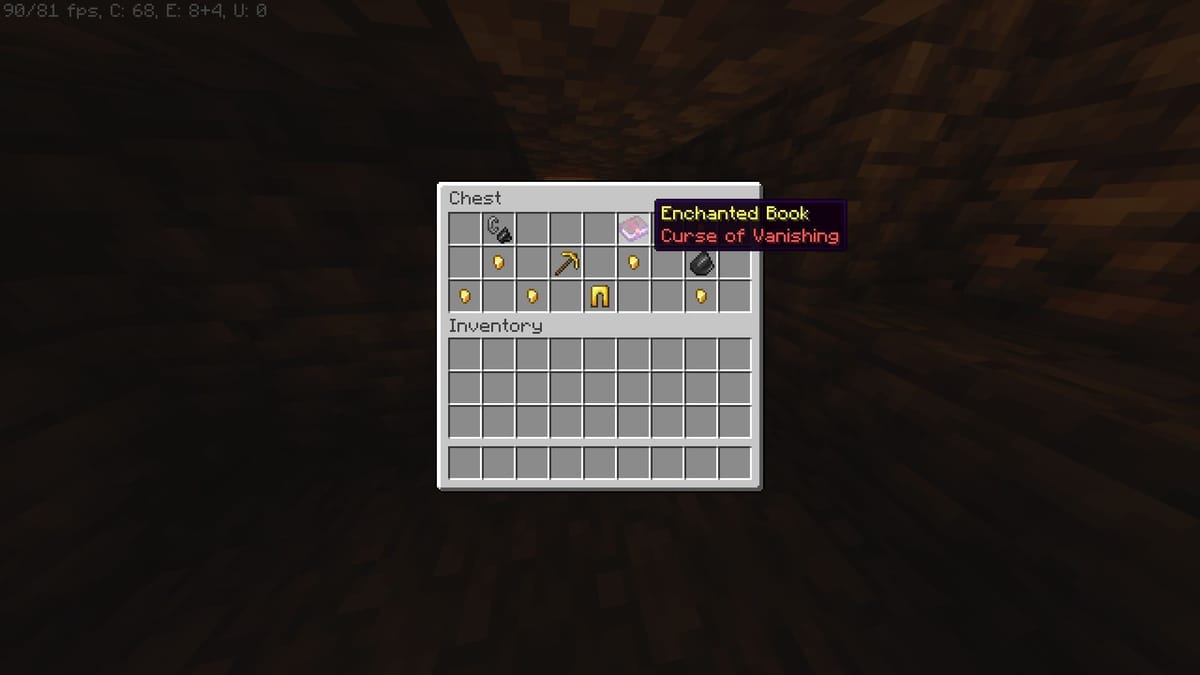 Using Curse of Vanishing in Minecraft