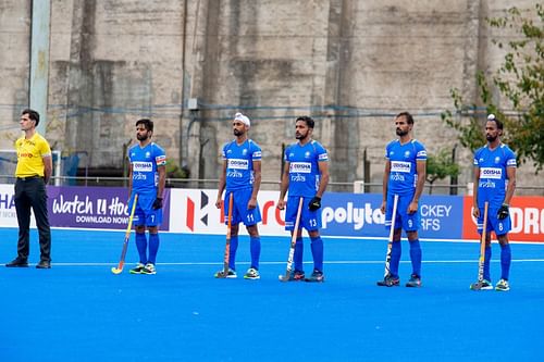 A file photo of the Indian men's hockey team during a match. (PC: Hockey India)