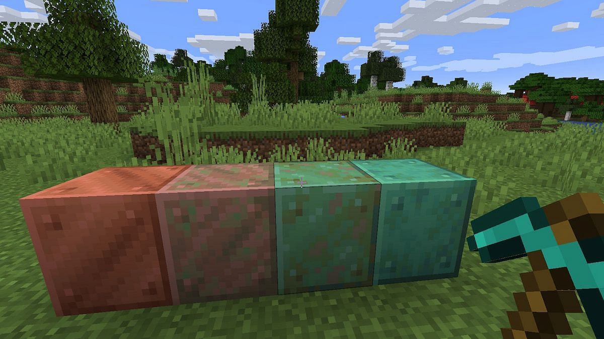Copper oxidizes over time and makes for really good builds (Image via Minecraft)