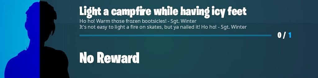 Light a campfire while having icy feel Fortnite Winterfest 2021 challenge (Image via iFireMonkey)