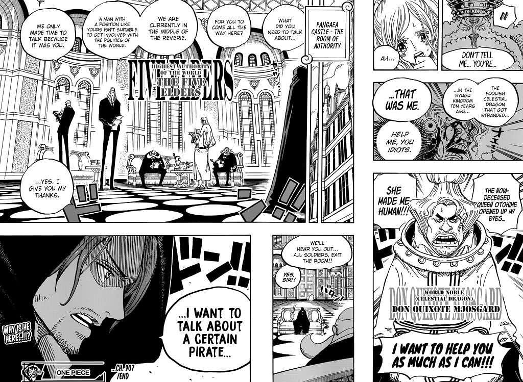 Shanks meets with the Gorosei in the One Piece manga. (Image via Shueisha Shonen Jump+ app)