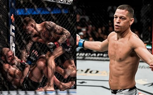 Dustin Poirier vs. Conor McGregor (L) and Nate Diaz (R) via Instagram @dustinporier and @natediaz209