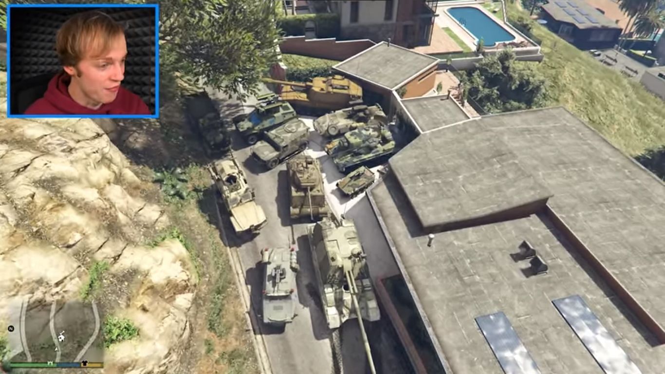 GTA 5 streamer Nought finds ten secret military vehicles using mods (Image via Nought/Youtube)