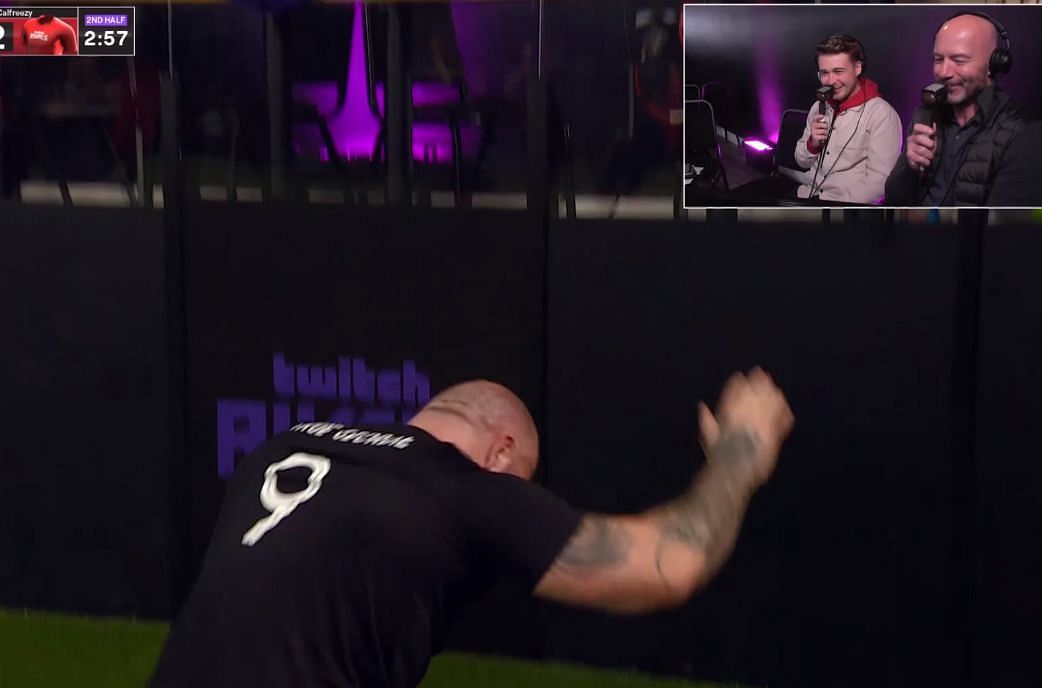 True Geordie scored and celebrated in front of Alan Shearer during the recent Twitch Rivals event. (Image via Twitch Rivals)