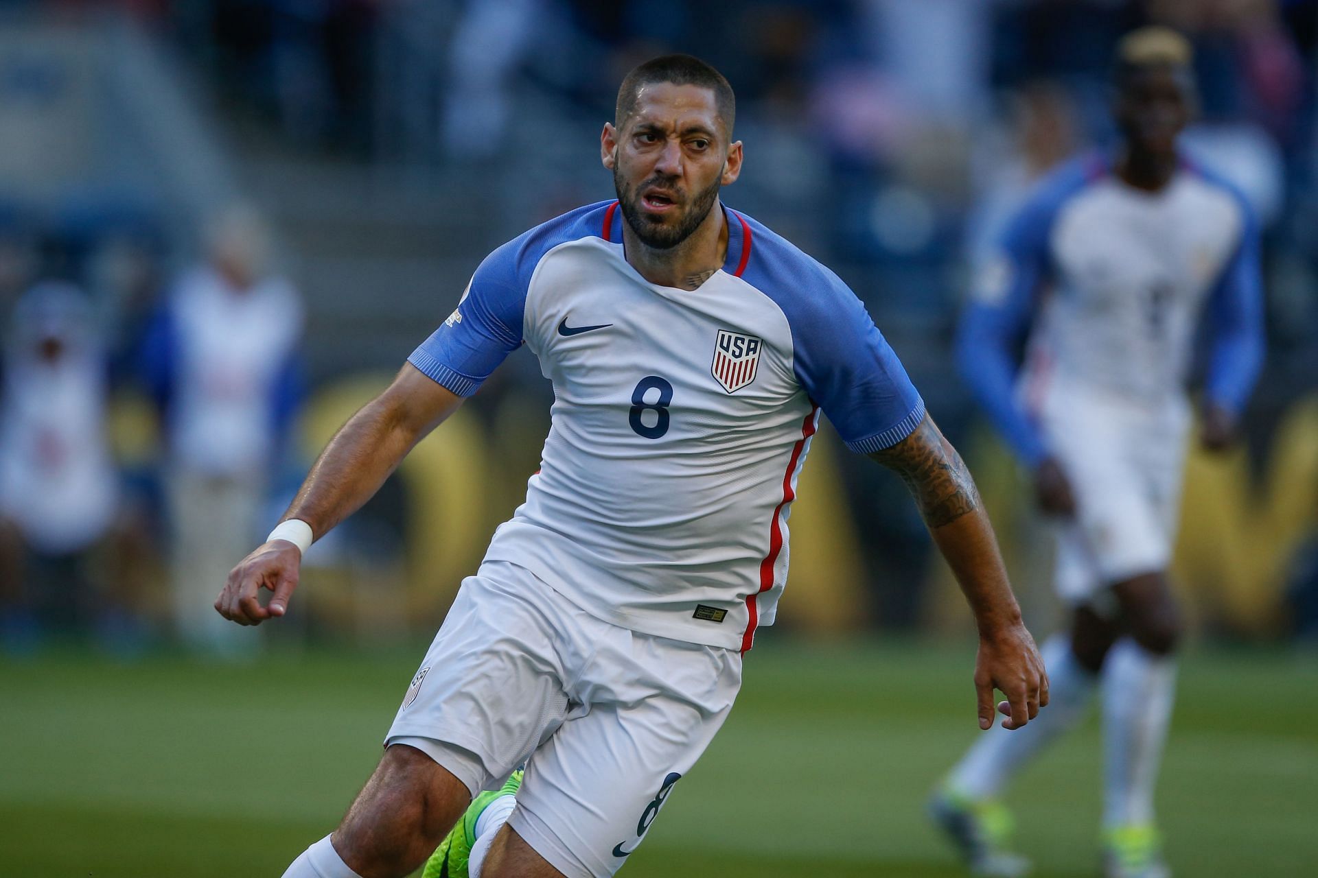 Former football player, Clint Dempsey of the United States reacts after scoring a goal against Ecuador during the 2016 Quarterfinal - Copa America Centenario match at CenturyLink Field on June 16, 2016 in Seattle, Washington.