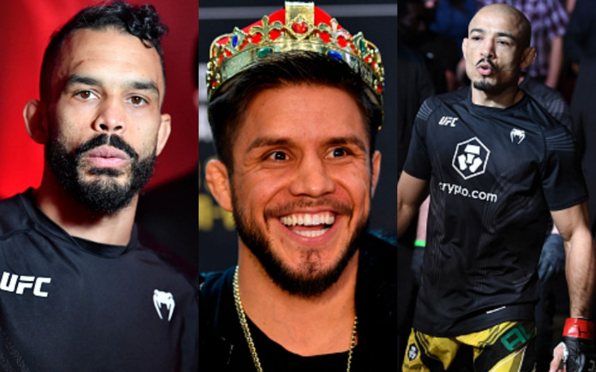 Rob Font (left); Henry Cejudo (center); Jose Aldo (right)