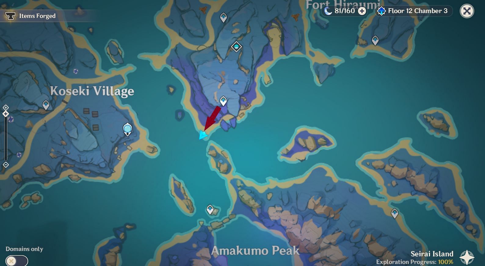 Location of Pufferfish on the map (Image via Genshin Impact)