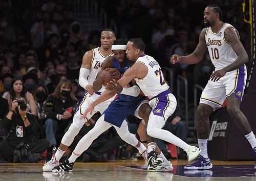 Jerami Grant in action v LA Lakers during the 2021-22 NBA regular-season