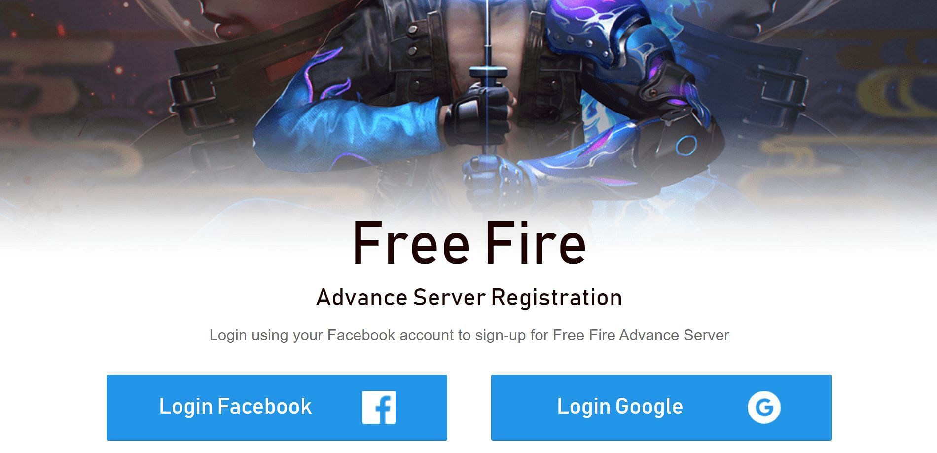 Gamers can sign-up using Facebook or Google (Image via Free Fire)